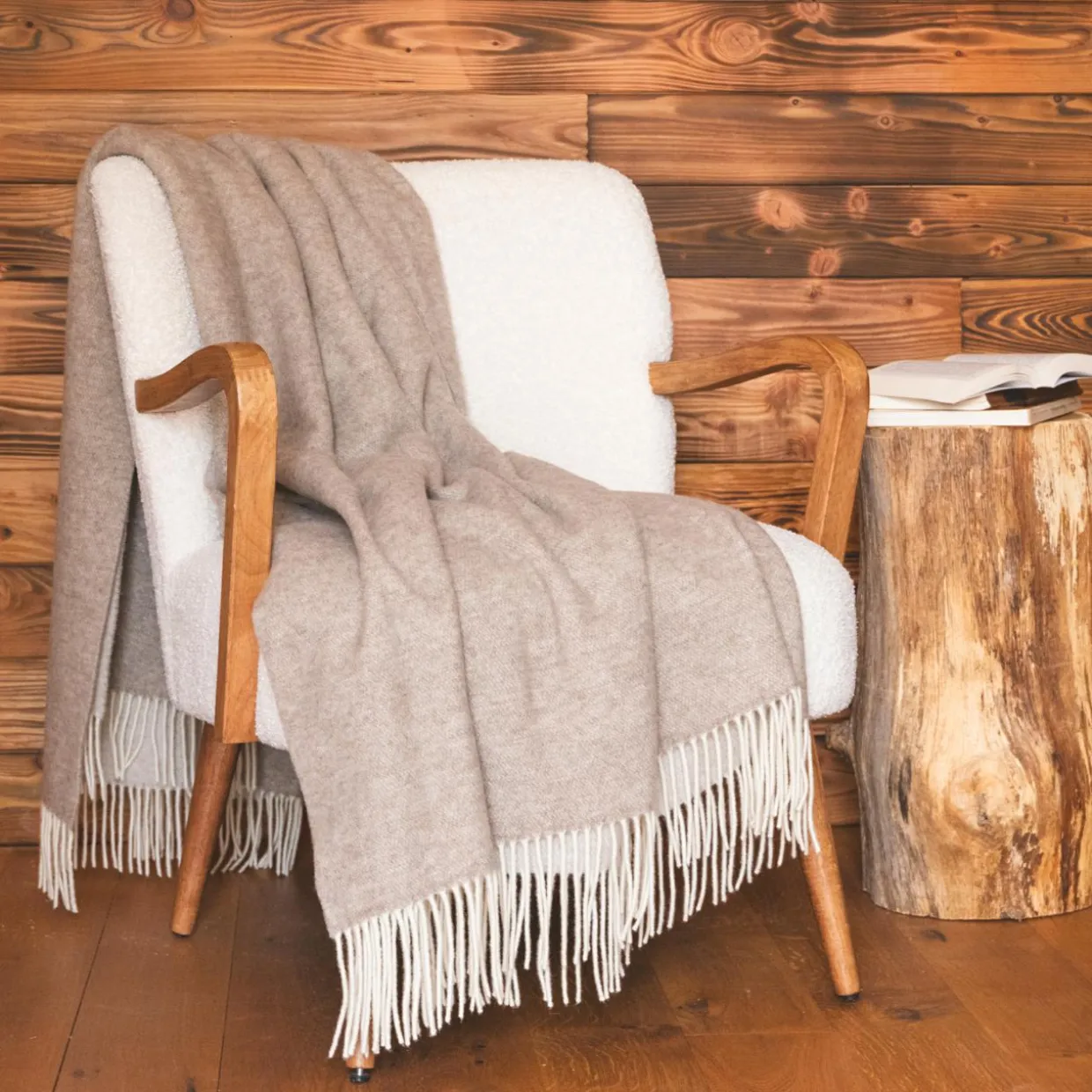 Plaid laine et cachemire (140 x 200 cm) Côme Beige