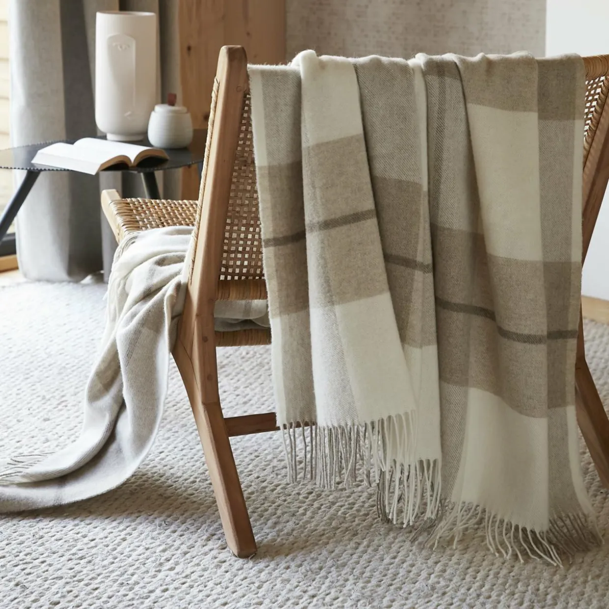 Plaid laine naturelle (140 x 200 cm) Marius Beige