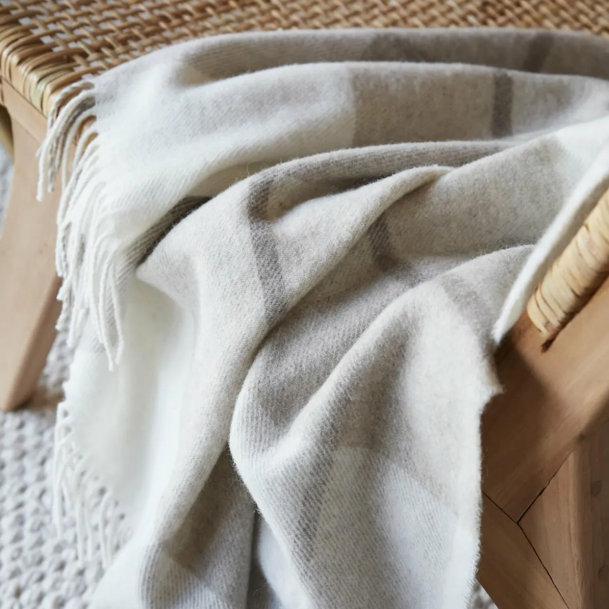 Plaid laine naturelle (140 x 200 cm) Marius Beige