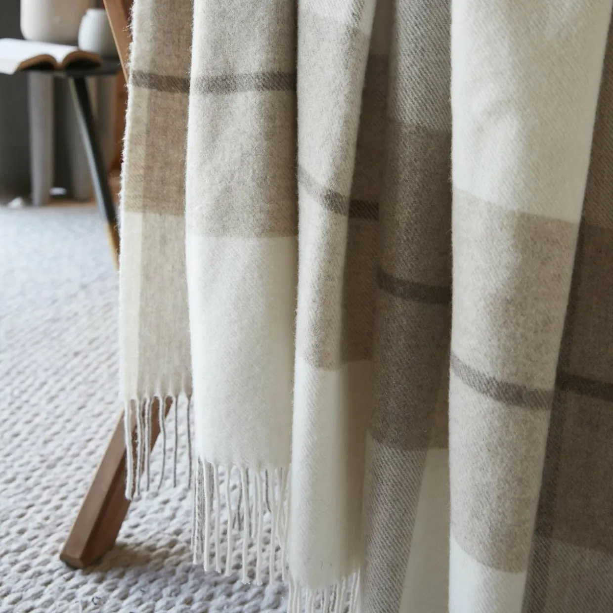 Plaid laine naturelle (140 x 200 cm) Marius Beige
