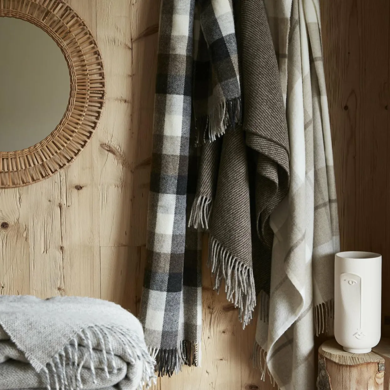 Plaid laine naturelle (140 x 200 cm) Marius Beige