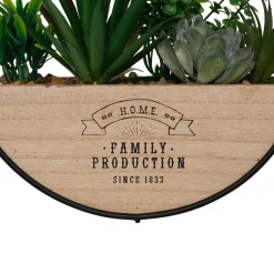 Plantes artificielles dans support en bois à suspendre (D20 cm) Family production