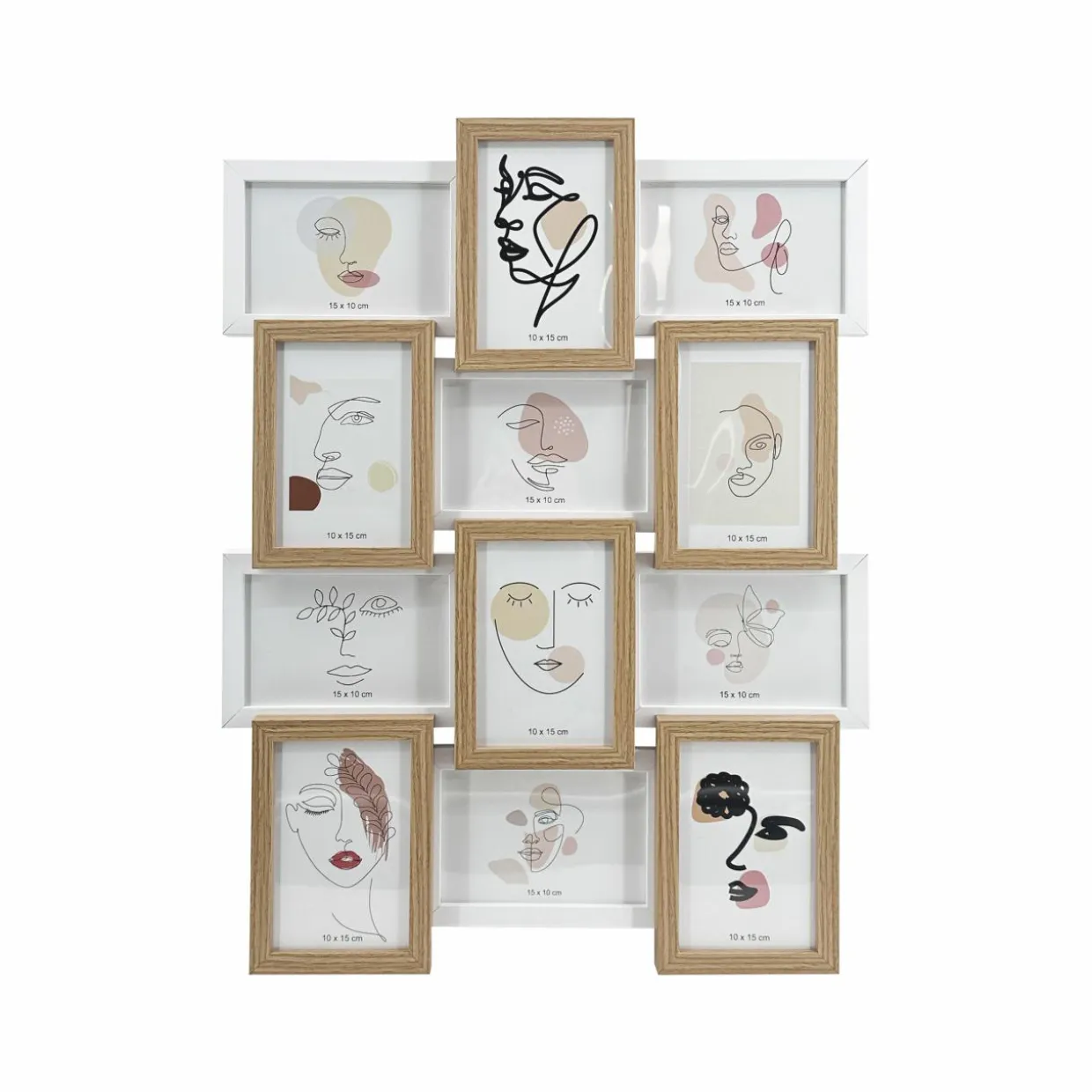 Pêle-mêle mural 12 photos bois (H59 cm) Zola Beige