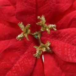 Poinsettia de Noël Giana sur clip (D26 cm) Rouge