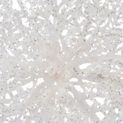 Poinsettia de Noël paillettes sur clip (D23 cm) Blanc