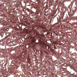 Poinsettia de Noël paillettes sur clip (D23 cm) Rose poudré