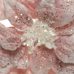 Poinsettia de Noël Velours sur clip (D22 cm) Rose poudré