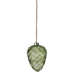 Pomme de pin lumineuse en verre à piles 15 LED (H21 cm) Vintage Thé vert/blanc chaud