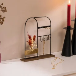 Porte bijoux métal et bois (H26 cm) Automne Noir