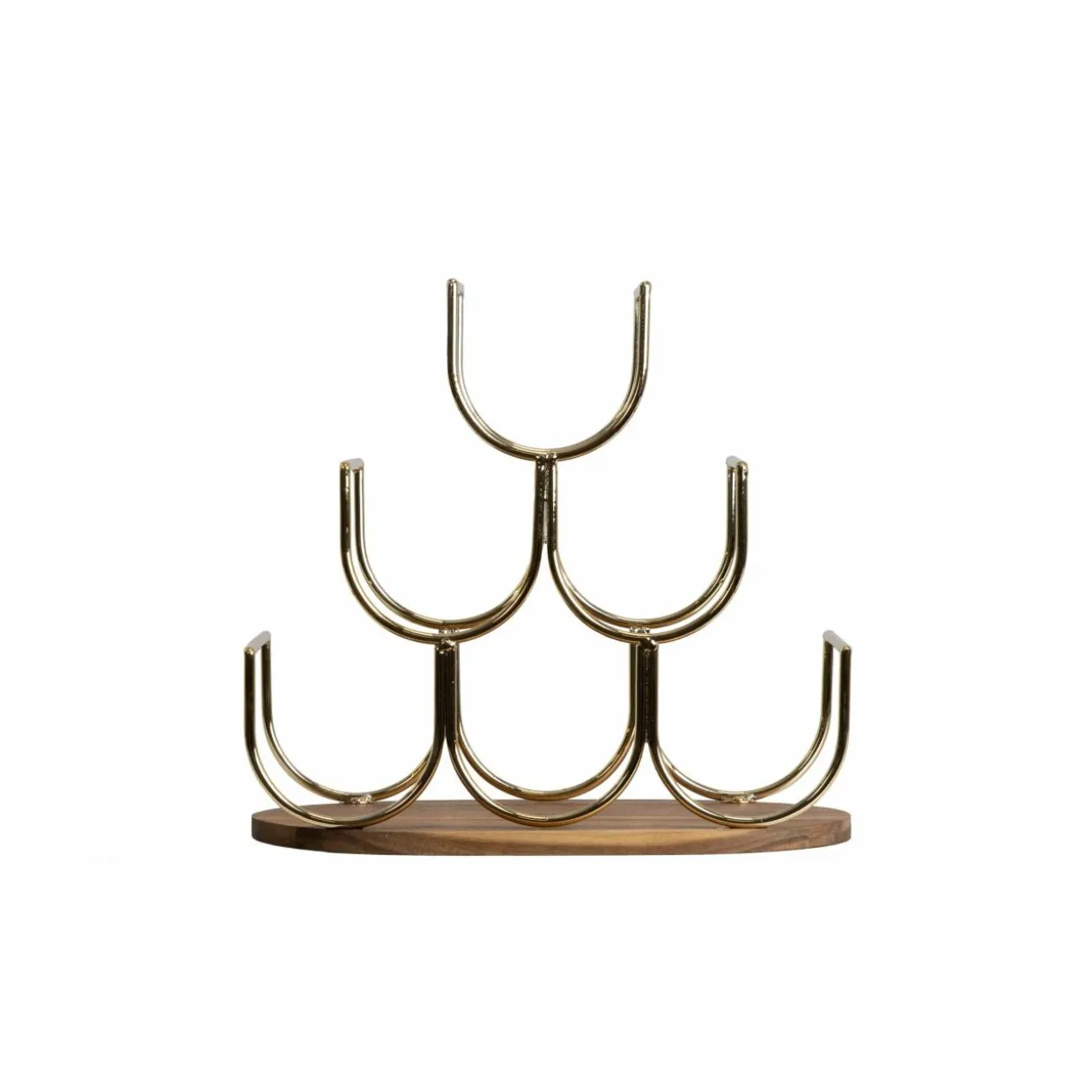 Porte-bouteilles bois et métal 6 emplacements (H30 cm) Théo Or