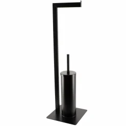 Porte-papier toilettes et brosse WC Métal Noir