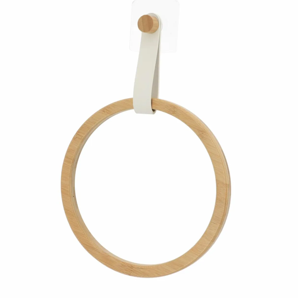 Porte serviette adhésif arrondi (D21 cm) Easy Chic Blanc