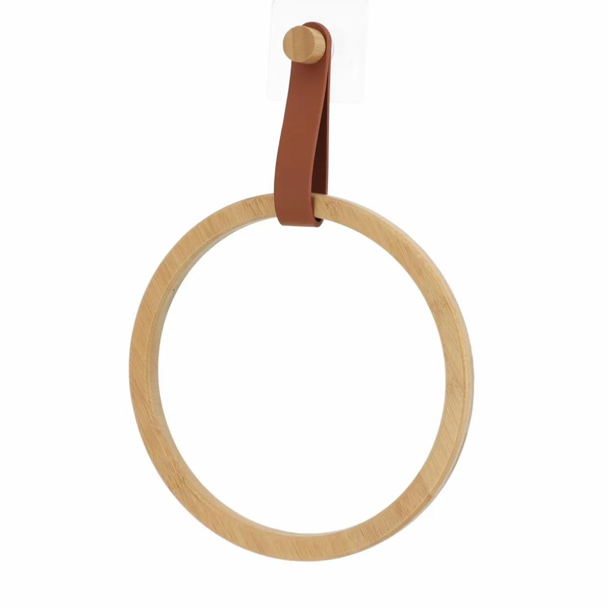 Porte serviette adhésif arrondi (D21 cm) Easy Chic Caramel