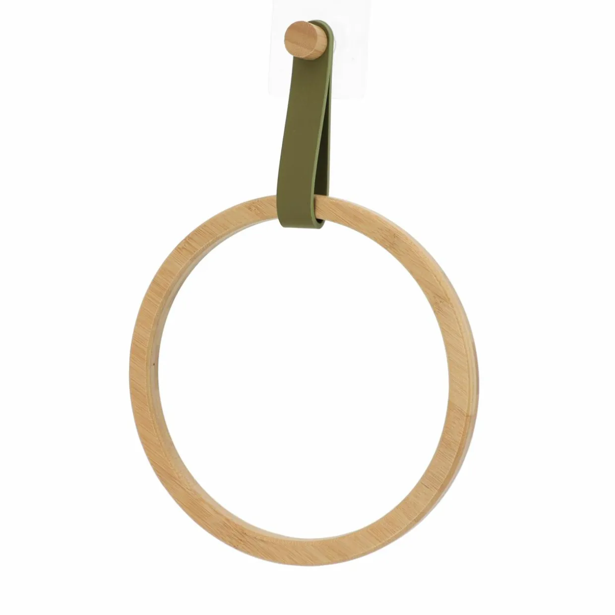 Porte serviette adhésif arrondi (D21 cm) Easy Chic Kaki