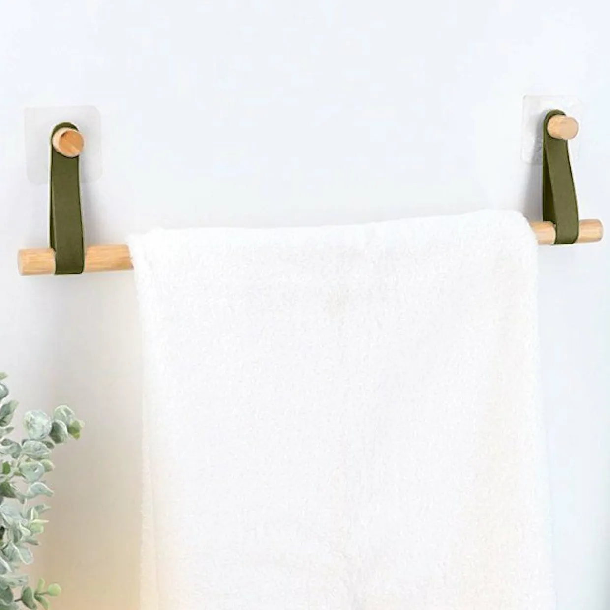 Porte serviette adhésif 1 barre (50 cm) Easy Chic Kaki