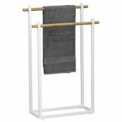 Porte serviette à poser 2 barres (H82 cm) Bambou Blanc