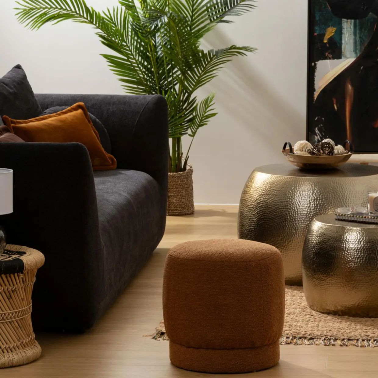 Pouf bouclette (D39 cm) Améa Orange