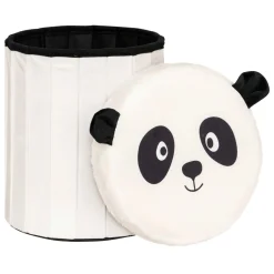 Pouf coffre pliant enfant (H38 cm) Panda Noir