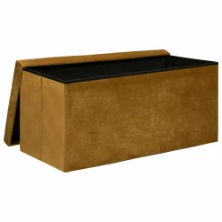 Pouf de rangement double Lilou Jaune moutarde