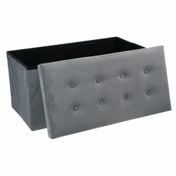 Pouf de rangement double Lysandre Velours Gris