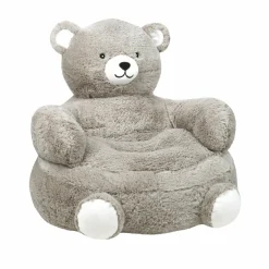 Pouf peluche ours enfant (H45 cm) Leo Gris