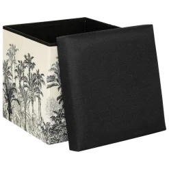 Pouf pliant Benicio Noir et Blanc
