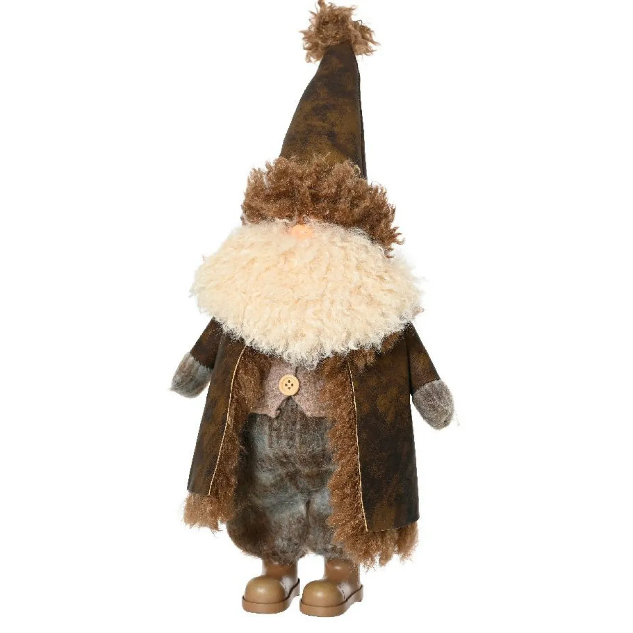 Père Noël déco traditionnel (H45 cm) Georges barbe blanche