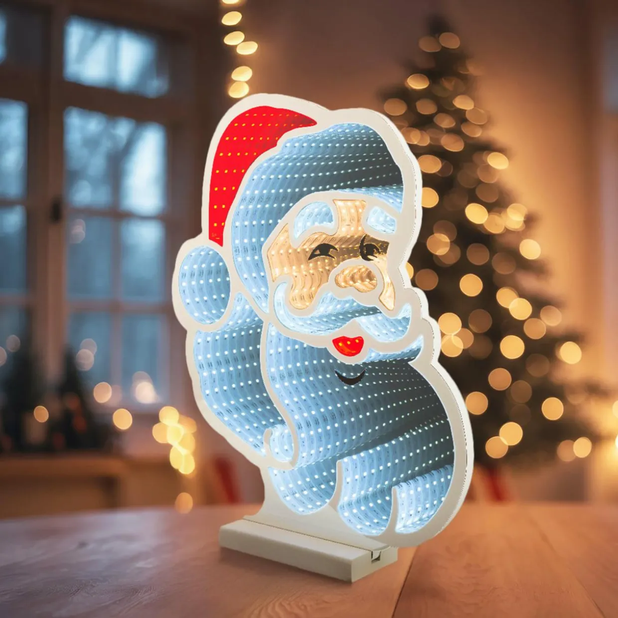 Père Noël lumineux 192 LED (H30 cm) Infinity Blanc froid/multicolore
