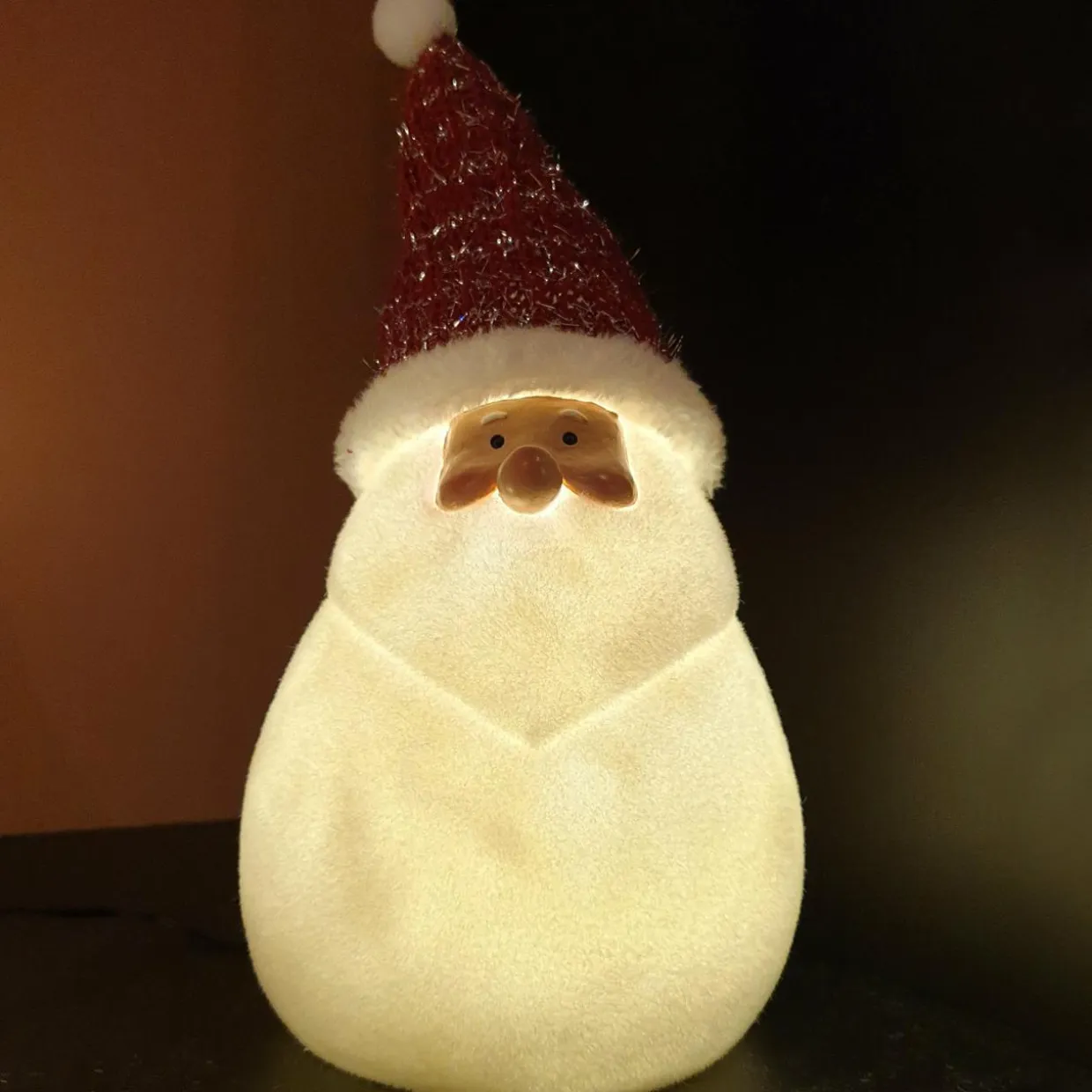 Père Noël lumineux à piles 4 LED (H31 cm) Ennry Blanc chaud