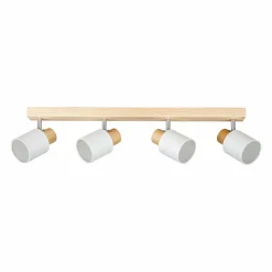Rampe de spot 4 abat-jours (L67 cm) Tissu Blanc