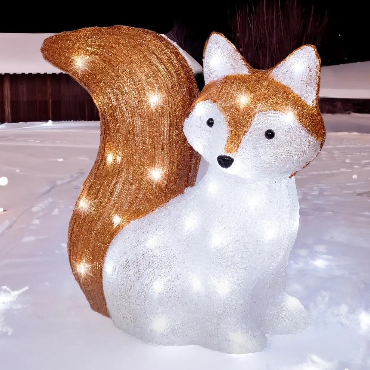 Renard Lumineux 60 LED (H37 cm) Léonard Blanc froid