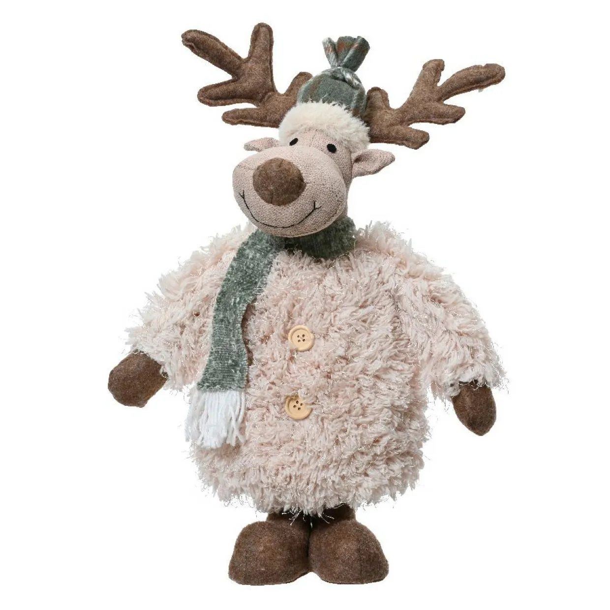 Renne de Noël debout (H42 cm) Monsieur Élégant Beige
