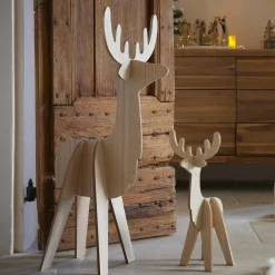 Renne de Noël en bois (H48 cm) Esprit scandinave Naturel