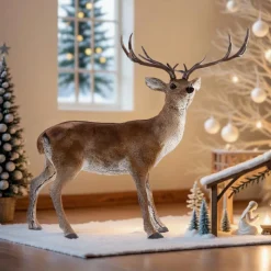 Renne de Noël fait main (H92 cm) Hazel Fourrure Naturel