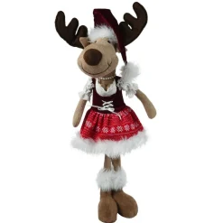 Renne de Noël (H59 cm) Miss Bavaroise robe Rouge