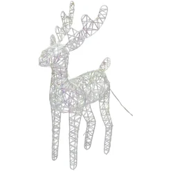Renne de Noël lumineux à piles (H37 cm) Gulliver Irisé et blanc chaud