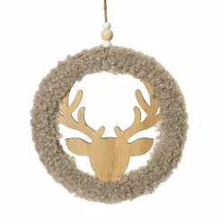 Renne à suspendre (H19 cm) Couronne Marron
