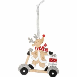 Renne à suspendre (H20 cm) Trottinette en bois Naturel