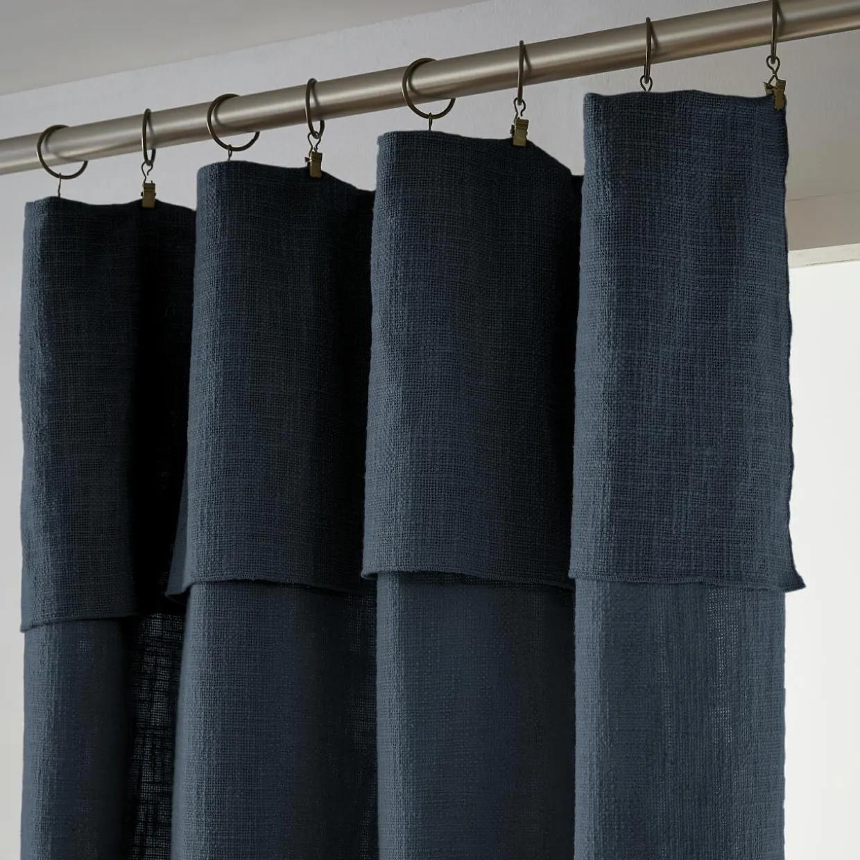 Rideau coton ajustable (140 x max 270 cm) Sixtine Bleu nuit