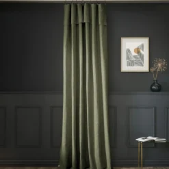 Rideau coton ajustable (140 x max 270 cm) Sixtine Vert romarin