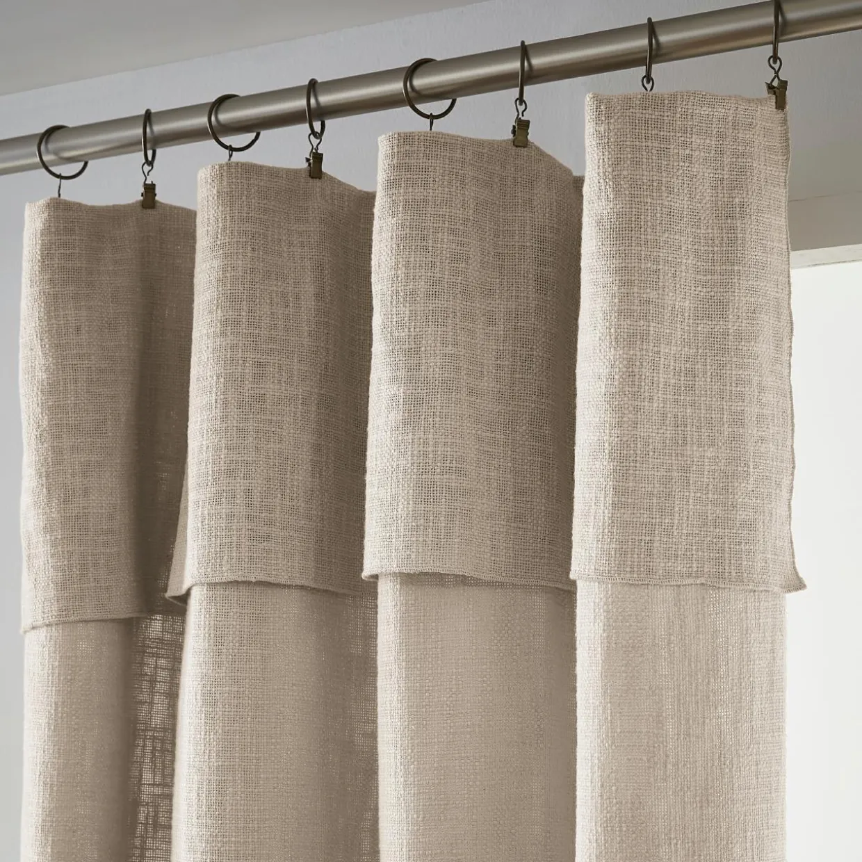 Rideau coton ajustable (140 x max 270 cm) Sixtine Beige