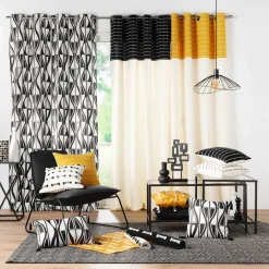 Rideau coton recyclé (140 x 240 cm) Linechic Noir