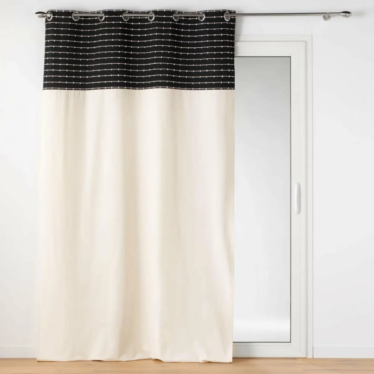 Rideau coton recyclé (140 x 240 cm) Linechic Noir