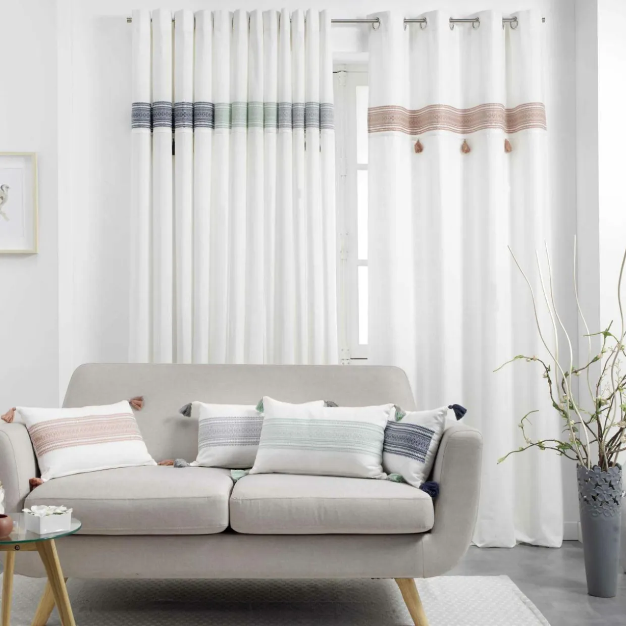 Rideau coton (140 x 240 cm) Amaya Gris