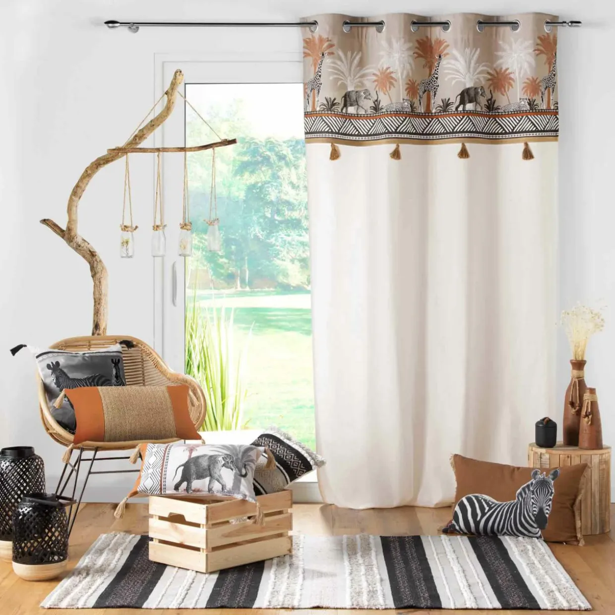 Rideau coton (140 x 240 cm) Kenya lodge Taupe