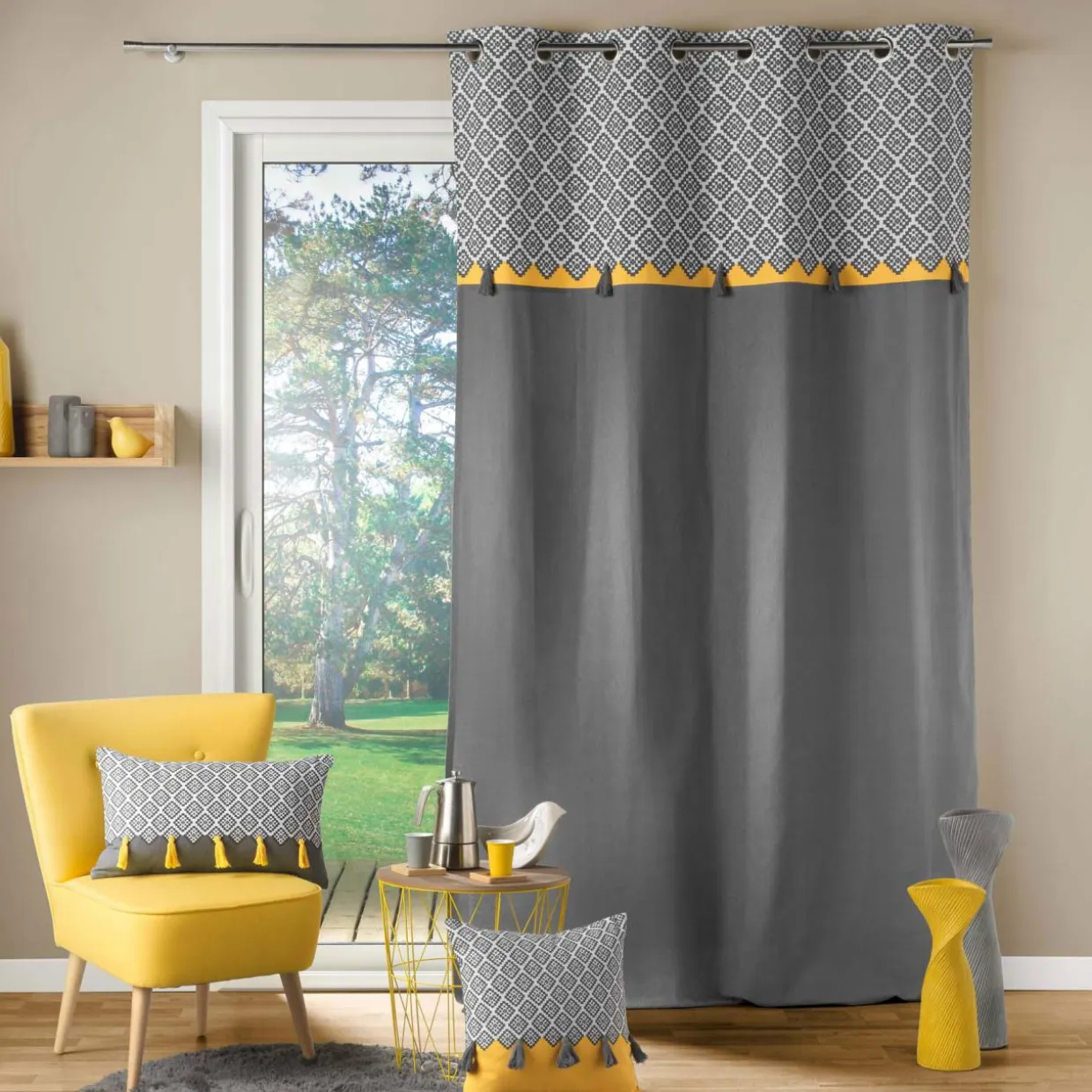 Rideau coton (140 x 240 cm) Neo Casa Gris