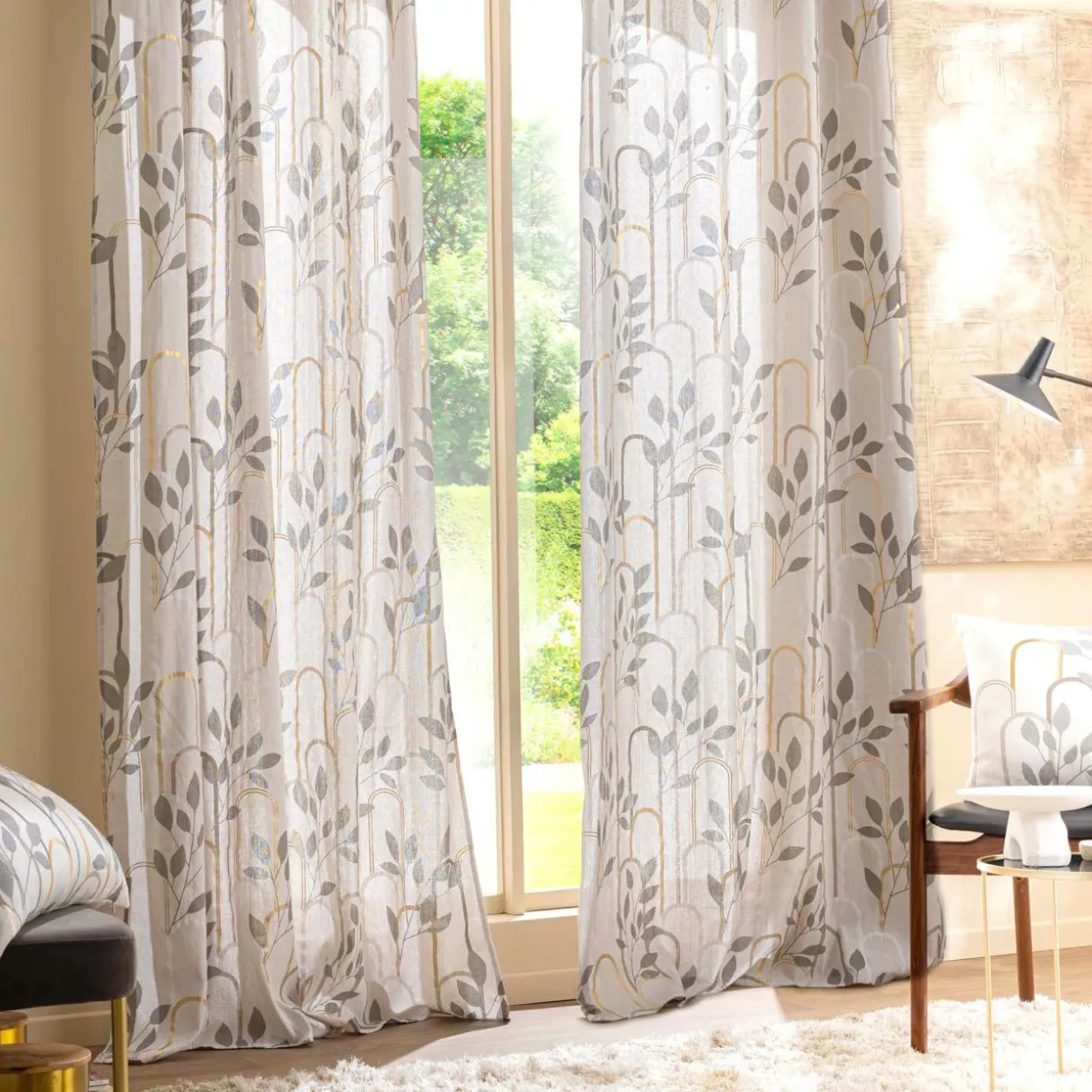 Rideau coton (140 x 240 cm) Roseris Gris
