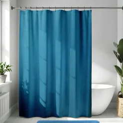 Rideau de douche à anneaux (180 x 200 cm) Diamants Bleu canard