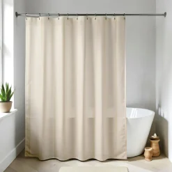 Rideau de douche à anneaux (180 x 200 cm) Uni Ecru