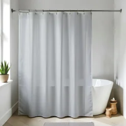 Rideau de douche à anneaux (180 x 200 cm) Uni Gris clair